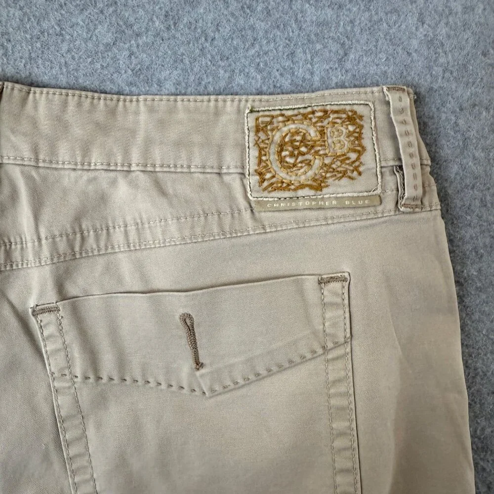 Christopher Blue Womens Cropped Khaki Tan Pants Classic Casual Capri Size 10 - Picture 10 of 15